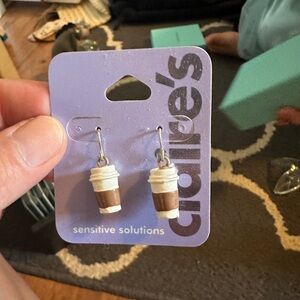 Claire’s coffee cup earrings